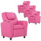 Set of 4 Oliver Kids Recliner Chair Sofa Children Lounge Couch PU Armchair Pink - Cosy Abode
