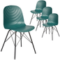 Set of 4 Modern Republica Dining Chair Office Furniture Seat Scandi Dark Green - Cosy Abode