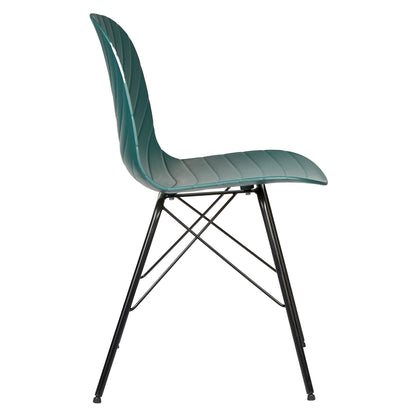 Set of 6 Modern Republica Polypropylene Dining Chairs - Dark Green - Cosy Abode