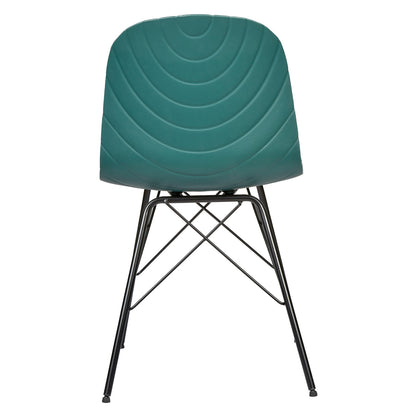 Set of 6 Modern Republica Polypropylene Dining Chairs - Dark Green - Cosy Abode