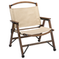 Bamboo Canvas Foldable Outdoor Camping Chair Wooden Travel Picnic Park - Khaki/Beige - Cosy Abode