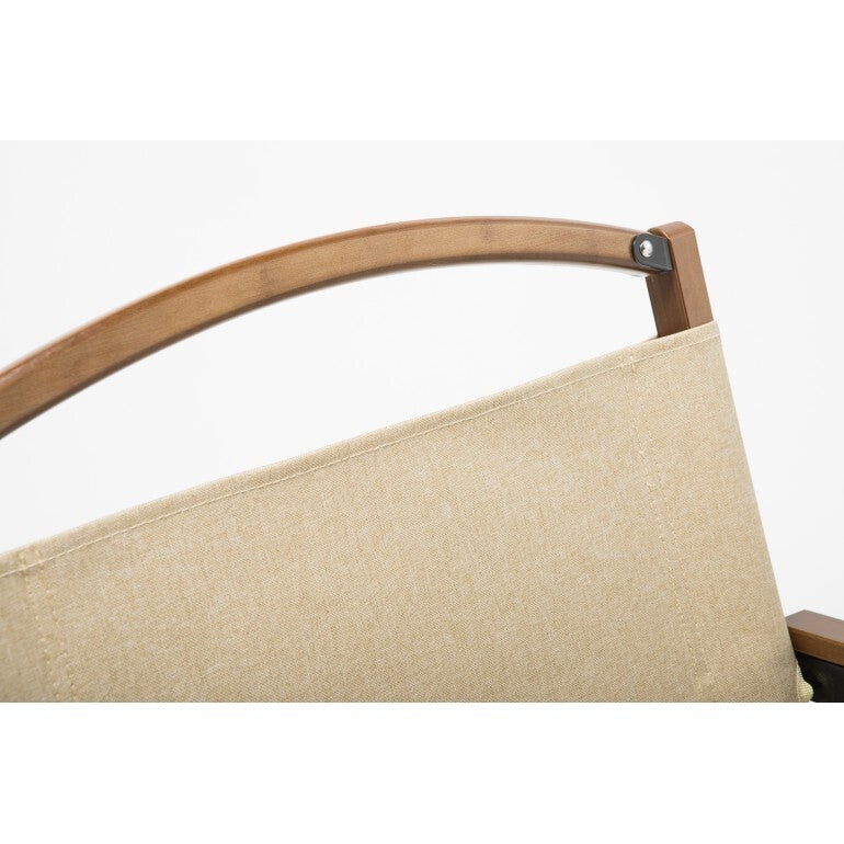 Bamboo Canvas Foldable Outdoor Camping Chair Wooden Travel Picnic Park - Khaki/Beige - Cosy Abode