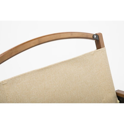 Bamboo Canvas Foldable Outdoor Camping Chair Wooden Travel Picnic Park - Khaki/Beige - Cosy Abode