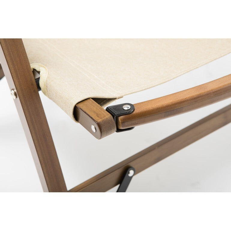 Bamboo Canvas Foldable Outdoor Camping Chair Wooden Travel Picnic Park - Khaki/Beige - Cosy Abode