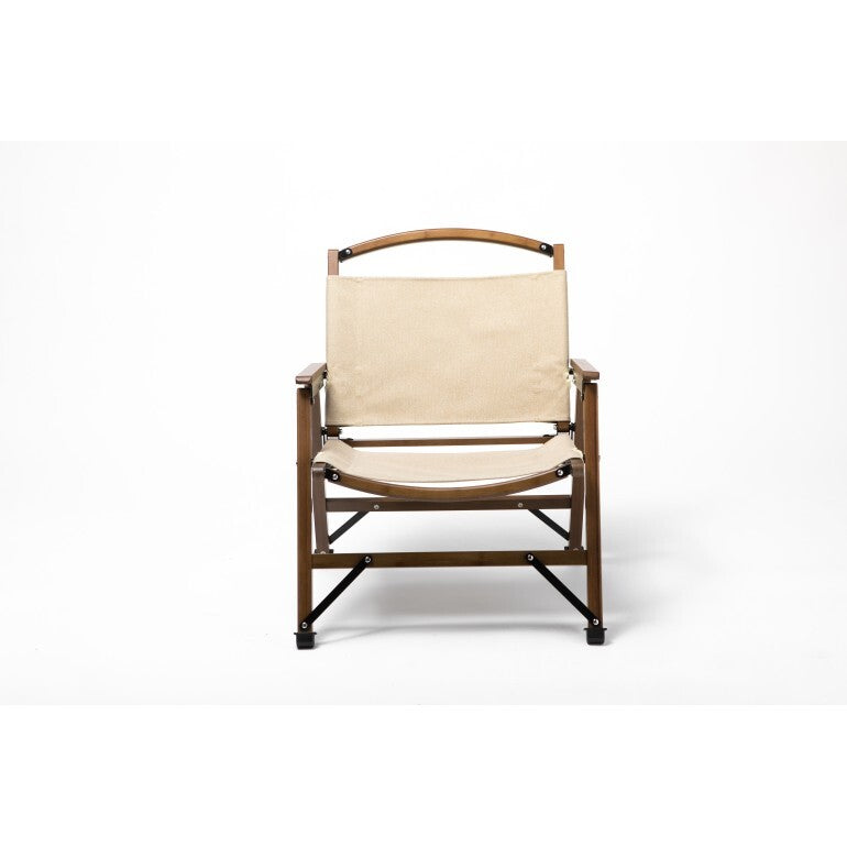 Bamboo Canvas Foldable Outdoor Camping Chair Wooden Travel Picnic Park - Khaki/Beige - Cosy Abode