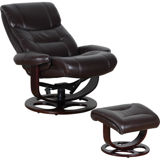 Julio Faux Leather Premium Reclining Lounge Arm Chair w/ Ottoman Swivel Sofa - Cosy Abode