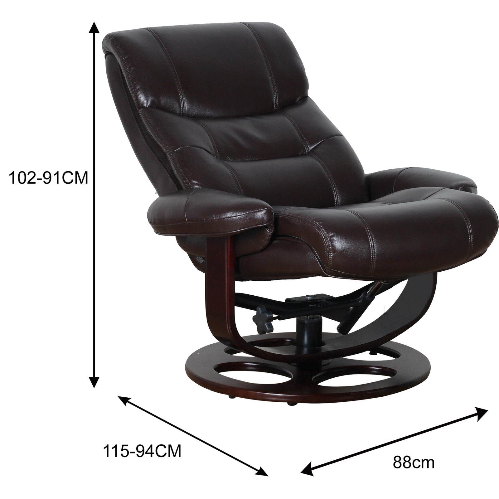 Julio Faux Leather Premium Reclining Lounge Arm Chair w/ Ottoman Swivel Sofa - Cosy Abode