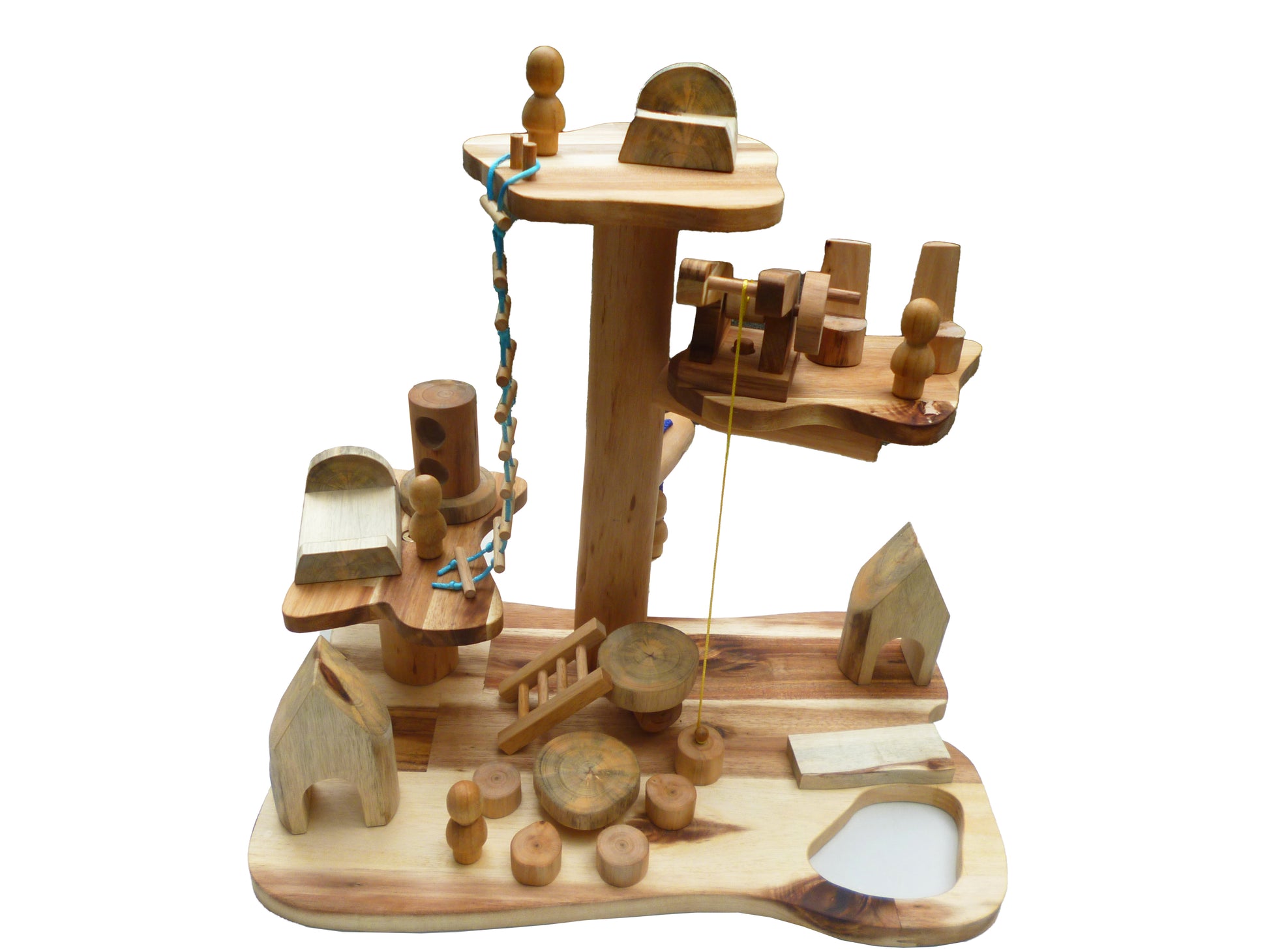 Gnome House with 4 wooden figures and assorted wood furniture. - Cosy Abode