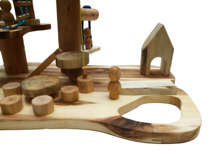 Gnome House with 4 wooden figures and assorted wood furniture. - Cosy Abode