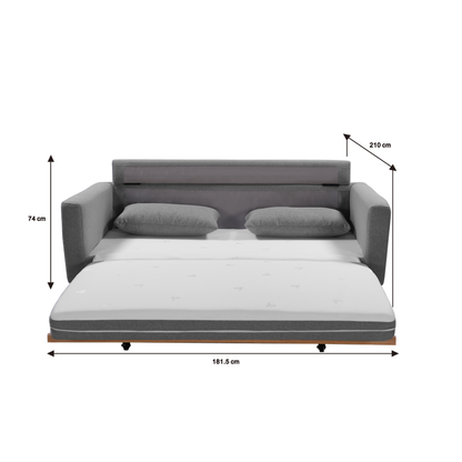 SHASA 2 Seater Pull-out Sofa bed Grey celadon - Cosy Abode