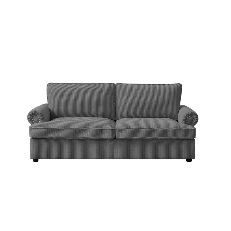 PHEBE 3 Seater Sofa bed with Separate Foam Mattress- Corduroy Dark grey - Cosy Abode