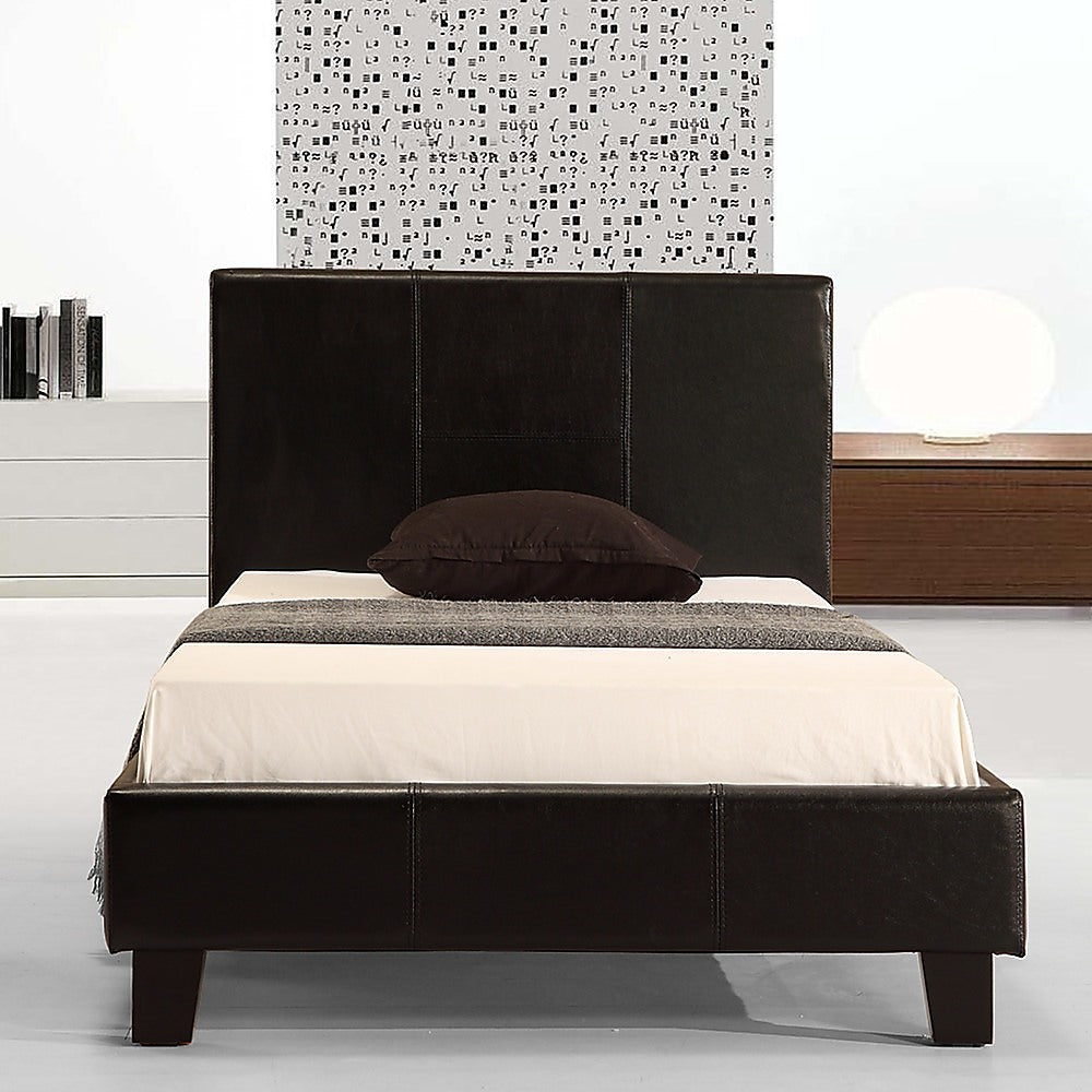 Single PU Leather Bed Frame Black - Cosy Abode