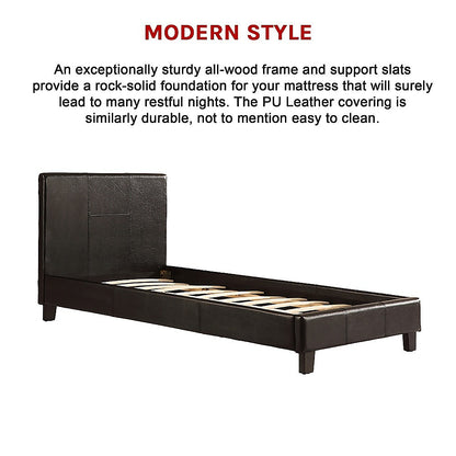 Single PU Leather Bed Frame Black - Cosy Abode