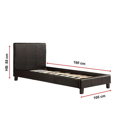 Single PU Leather Bed Frame Black - Cosy Abode