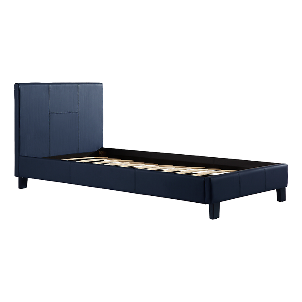 Single PU Leather Bed Frame Blue - Cosy Abode
