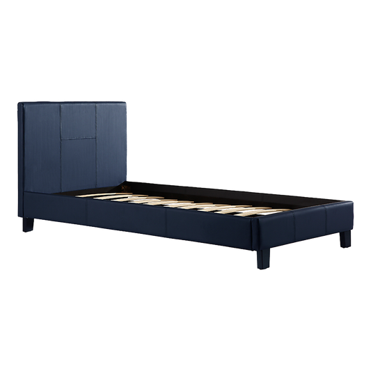 Single PU Leather Bed Frame Blue - Cosy Abode
