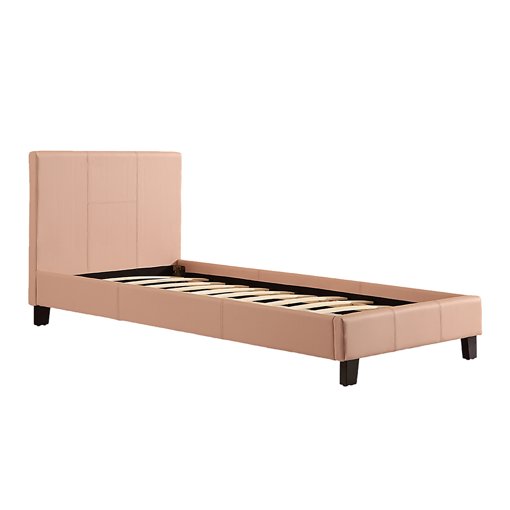Single PU Leather Bed Frame Pink - Cosy Abode