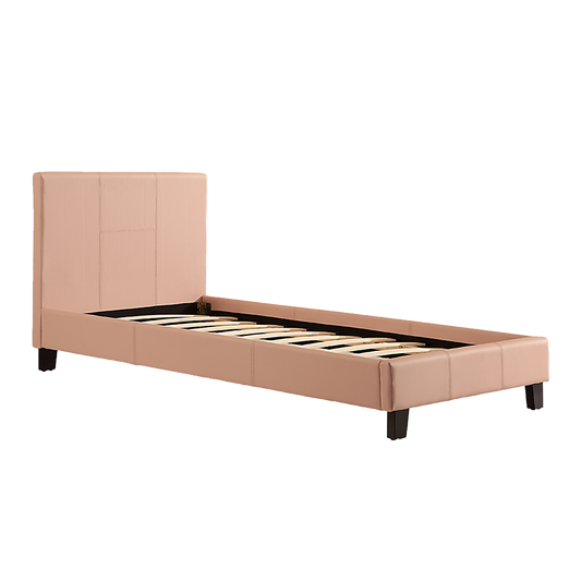 Single PU Leather Bed Frame Pink - Cosy Abode
