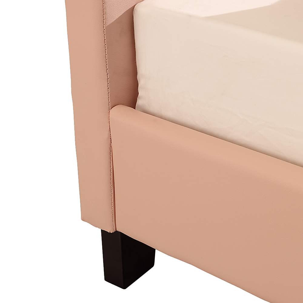 Single PU Leather Bed Frame Pink - Cosy Abode