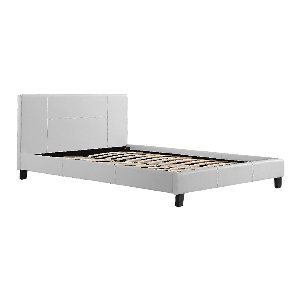 Double PU Leather Bed Frame White - Cosy Abode