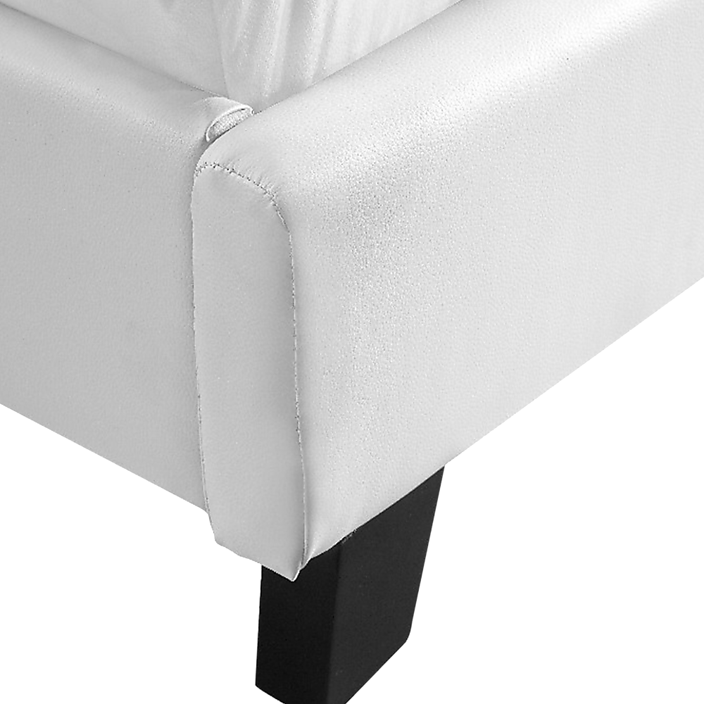 Double PU Leather Bed Frame White - Cosy Abode