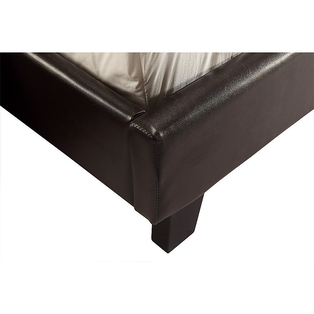 Double PU Leather Bed Frame Brown - Cosy Abode