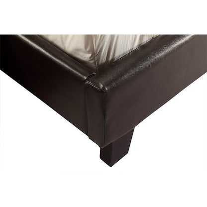 Double PU Leather Bed Frame Brown - Cosy Abode