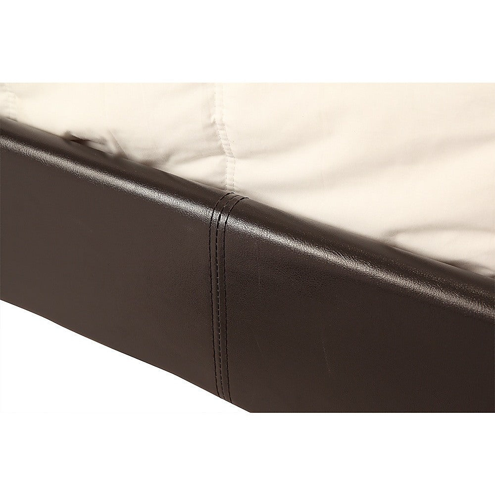 Double PU Leather Bed Frame Brown - Cosy Abode