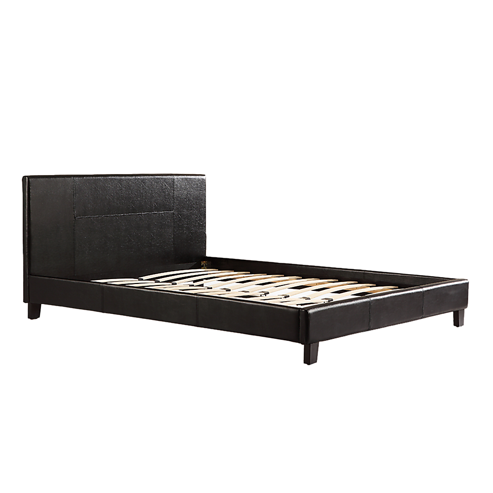 Double PU Leather Bed Frame Black - Cosy Abode