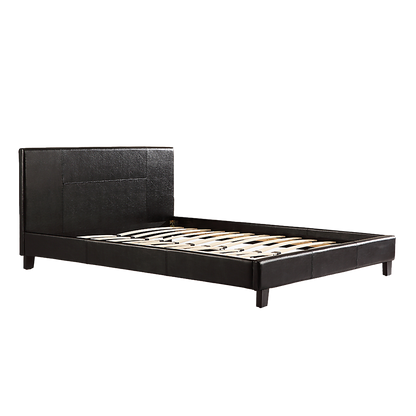 Double PU Leather Bed Frame Black - Cosy Abode