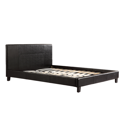 Double PU Leather Bed Frame Black - Cosy Abode