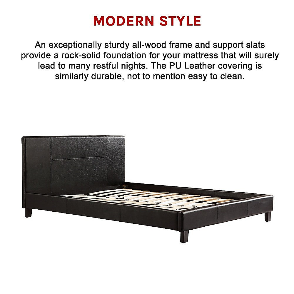 Double PU Leather Bed Frame Black - Cosy Abode