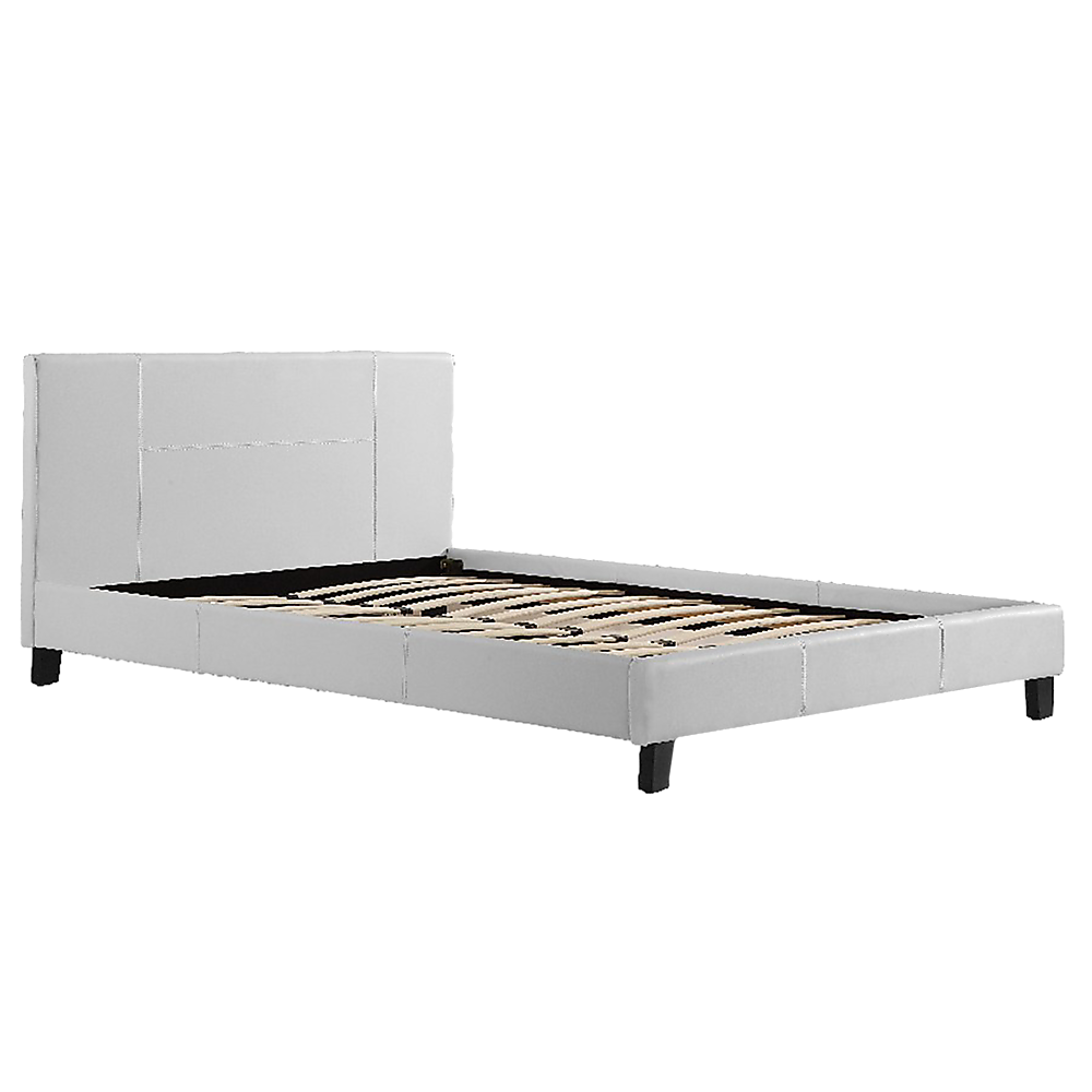 Queen PU Leather Bed Frame White - Cosy Abode