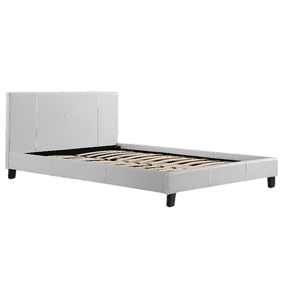 Queen PU Leather Bed Frame White - Cosy Abode