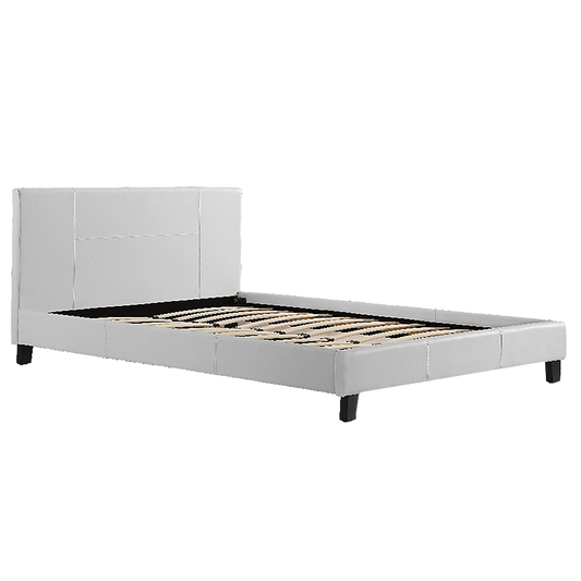Queen PU Leather Bed Frame White - Cosy Abode