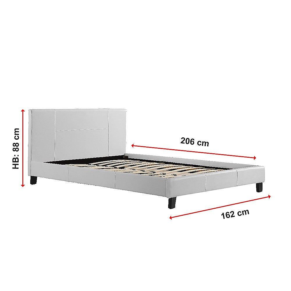Queen PU Leather Bed Frame White - Cosy Abode