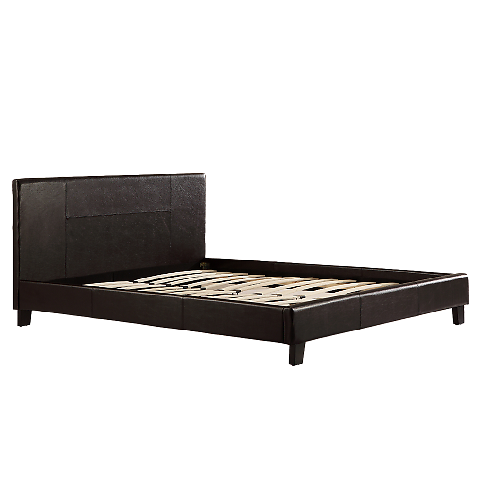 Queen PU Leather Bed Frame Brown - Cosy Abode