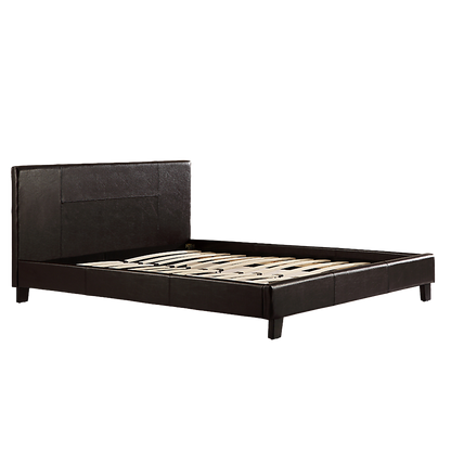 Queen PU Leather Bed Frame Brown - Cosy Abode