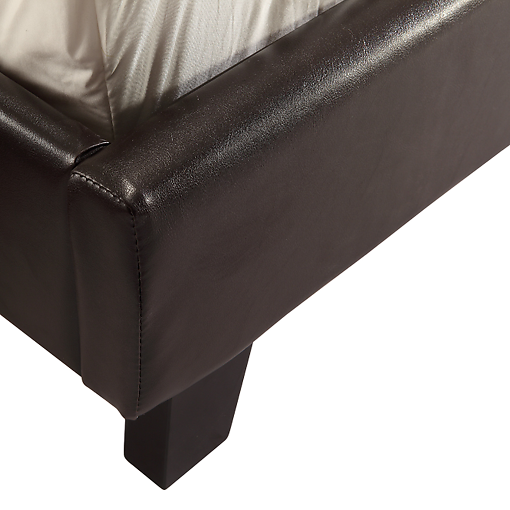 Queen PU Leather Bed Frame Brown - Cosy Abode