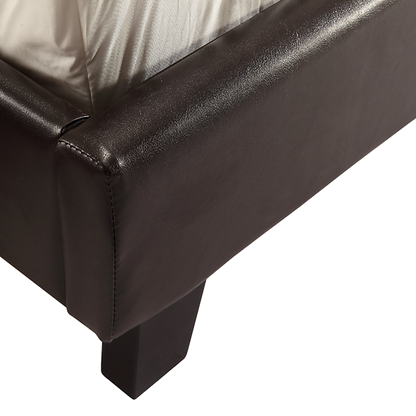 Queen PU Leather Bed Frame Brown - Cosy Abode