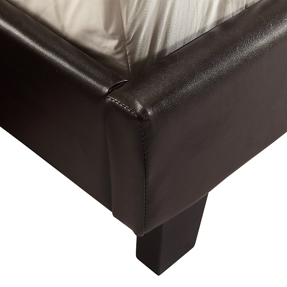 Queen PU Leather Bed Frame Brown - Cosy Abode