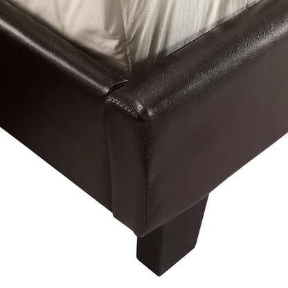 Queen PU Leather Bed Frame Brown - Cosy Abode