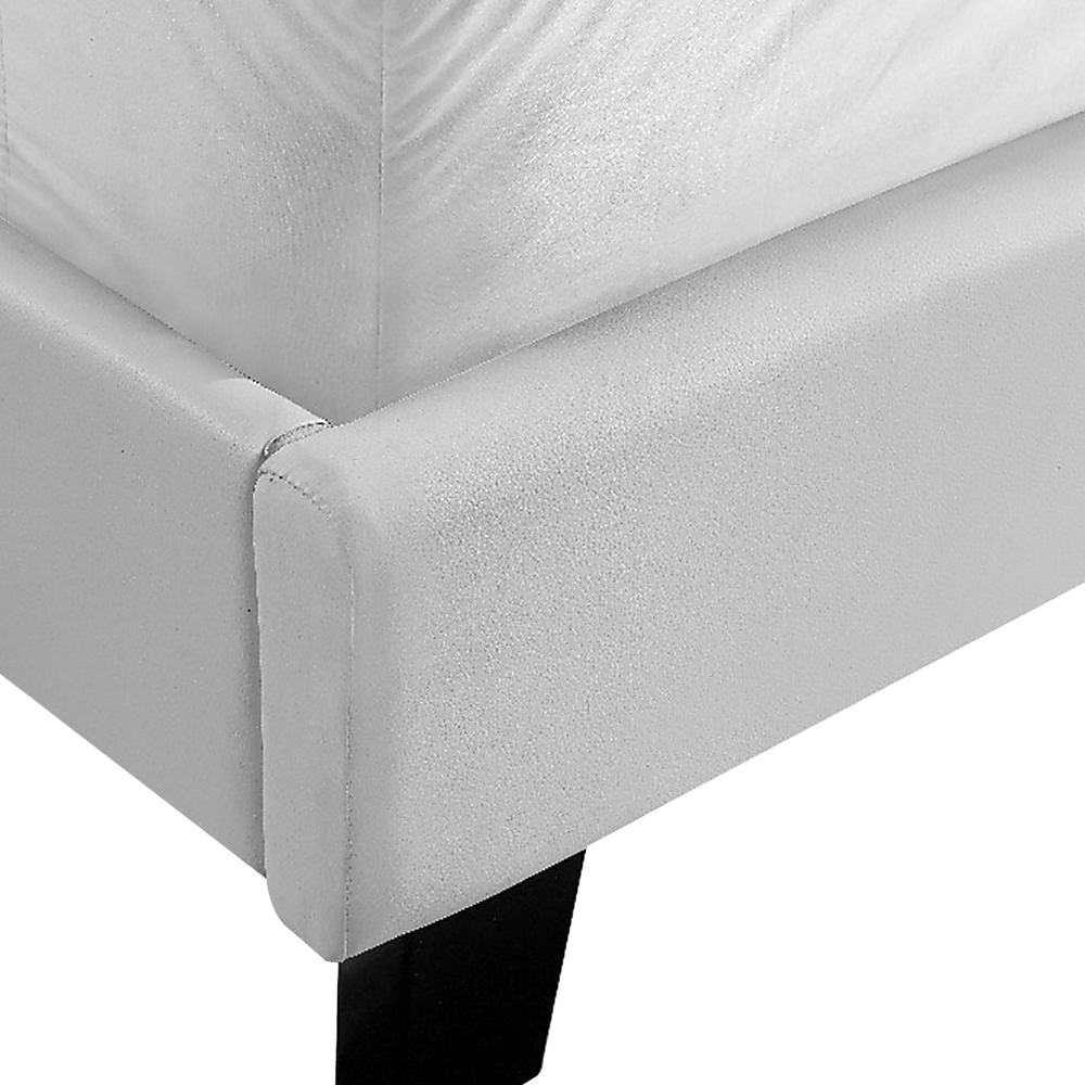 King PU Leather Bed Frame White - Cosy Abode