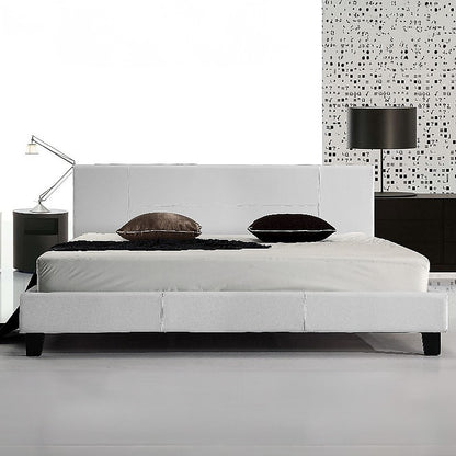 King PU Leather Bed Frame White - Cosy Abode
