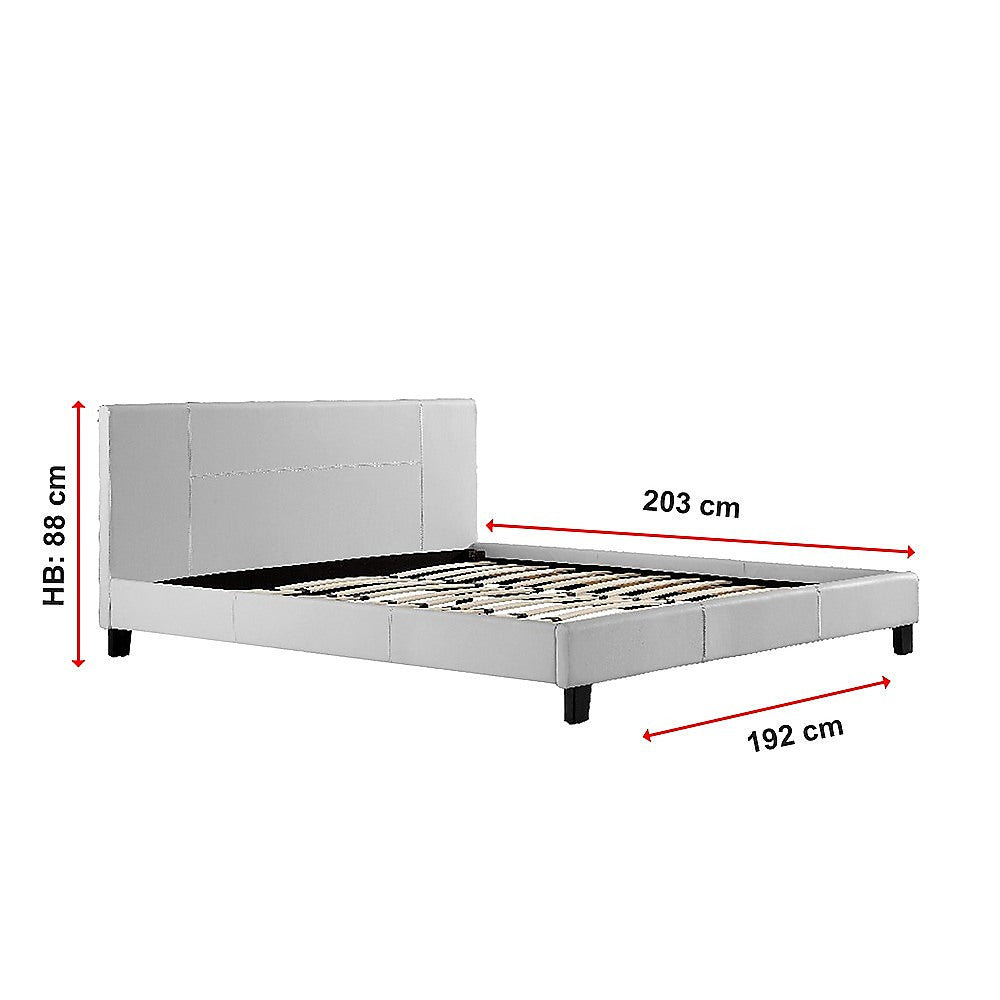 King PU Leather Bed Frame White - Cosy Abode