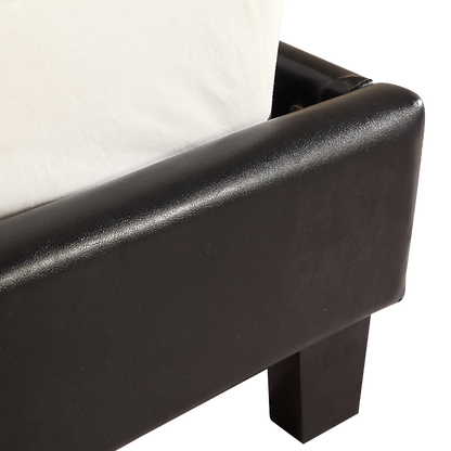 King PU Leather Bed Frame Brown - Cosy Abode