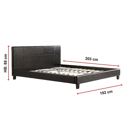 King PU Leather Bed Frame Brown - Cosy Abode