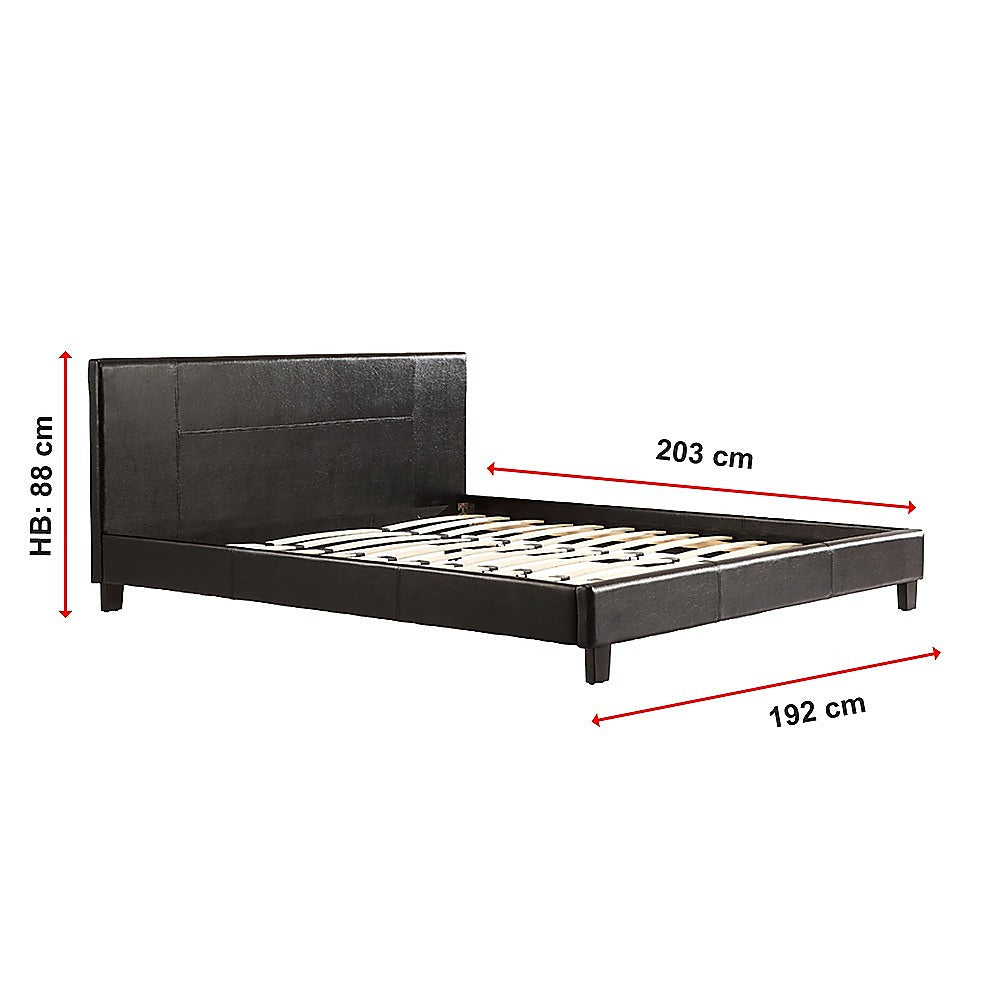 King PU Leather Bed Frame Black - Cosy Abode