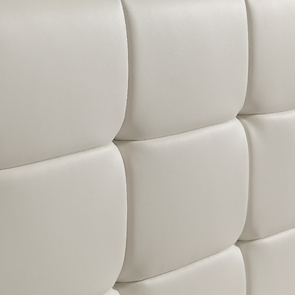 Double PU Leather Deluxe Bed Frame White - Cosy Abode