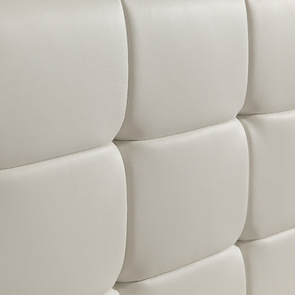 Double PU Leather Deluxe Bed Frame White - Cosy Abode